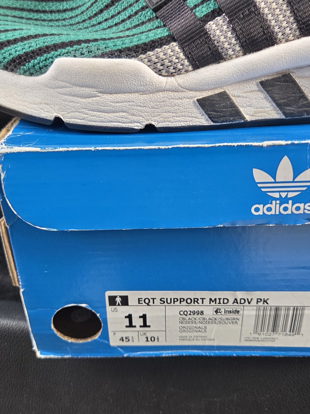 adidas EQT Support Mid ADV PK Terry Green & Black Sneakers (Size 11)